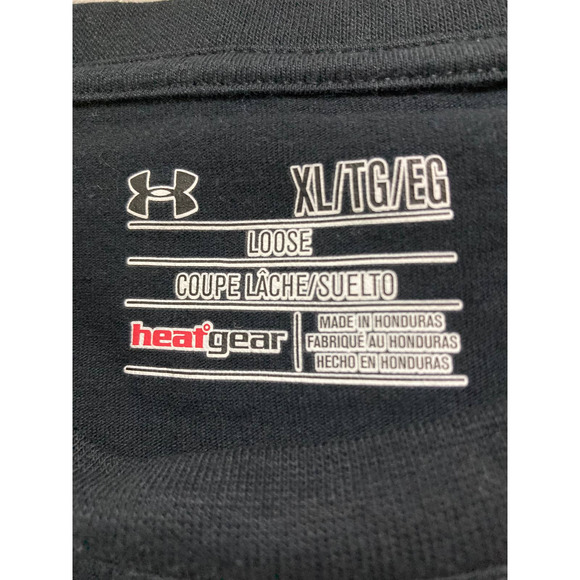 Under Armour Loose Heat Gear Black with Red Logo T-Shirt Size XL - Picture 4 of 6